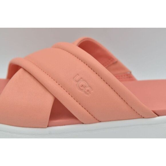 Ugg Women Size 9 Zayne Crossband Starfish Pink Leather Platform Sandals Slides - Picture 7 of 11